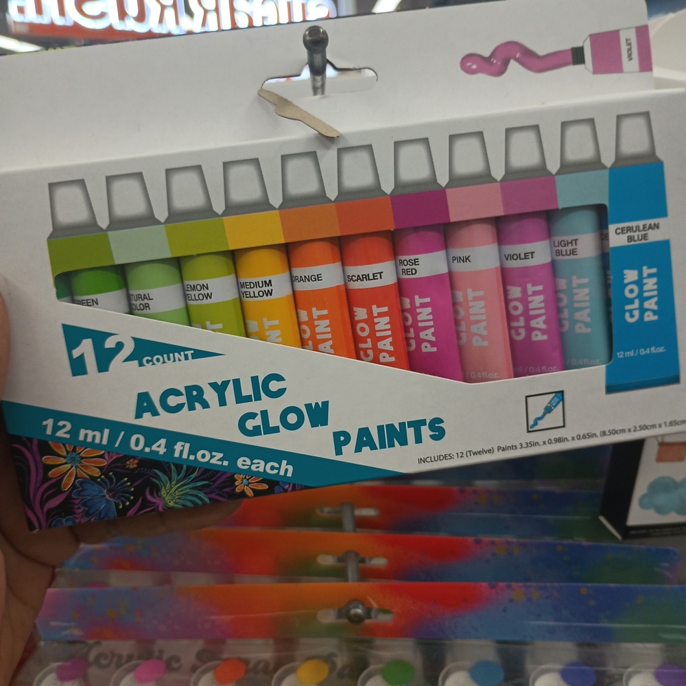 Acrylic Glow Paint Set - 12 Colors